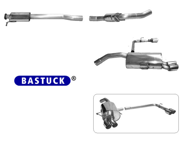 BASTUCK Sportauspuff / Duplex-Anlage 70mm ab Kat. für: ALFA ROMEO GT Coupé  2.0, JTD, 3.2  | Endrohre: 4x 76 rund