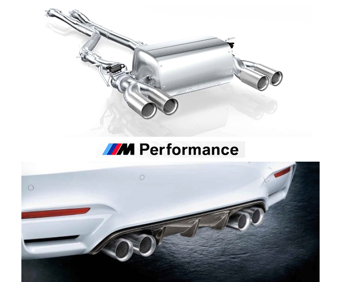 BMW M-Performance Sportauspuff /  Titan-Anlage ab Kat. für: BMW M3 - F80 / 3.0T - 317,331 kW  |  mit Titan Endrohren 80mm + Klappe / mit Motordynamik-Taste steuerbar / mit CH-Gutachten