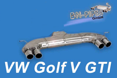 BN-PIPES Sportauspuff / Duplex-ESD für: VW Golf 5 GTI 2.0 FSI Turbo / 1K | Endrohr-Typ: 4x76 rund eingerollt, 20° angeschrägt