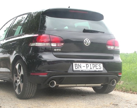 BN-PIPES Sportauspuff / Anlage 70mm ab Kat. für: VW Golf 6 GTI + Edition 35 |  Endrohr-Typ: 2x 100 rund, doppelwandig, 20° angeschrägt