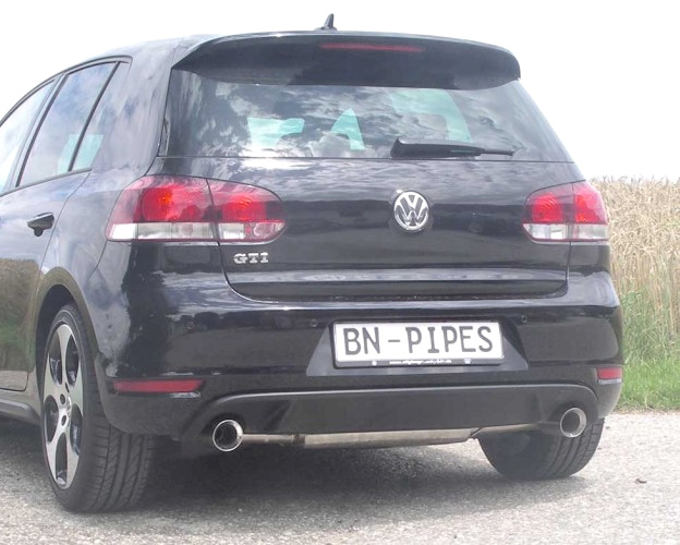 BN-PIPES Sportauspuff / Anlage 70mm ab Kat. für: VW Golf 6 GTI + Edition 35 |  Endrohr-Typ: 2x 90 rund, doppelwandig, 20° angeschrägt