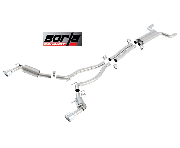 BORLA Edelstahl Sport-Auspuff / US Cat-Back System \'S-Type\' für: CHEVROLET Camaro V6 3.6 / 2014-15 | mit Endrohren Typ 35 - rund 90 mm, schräg / ohne CH-Gutachten