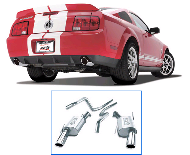 BORLA Edelstahl Sport-Auspuff / Euro Cat-Back System für: FORD Mustang GT V8, Shelby 500 4.6, 5.4 / 2005-09 / 224,235,355,368,372 kW | mit Endrohr Typ 36 - 101 mm / mit CH-Gutachten