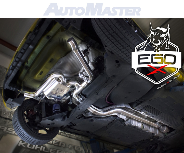 BULL-X Sportauspuff / EGO-X Anlage 76mm ab Kat. für: RENAULT Clio RS200 EDC / 1.6T - 147 kW / Endrohre: ohne, Optik bleibt wie orig. | mit Klappe und elektr. Steuerung - mit CH-Gutachten