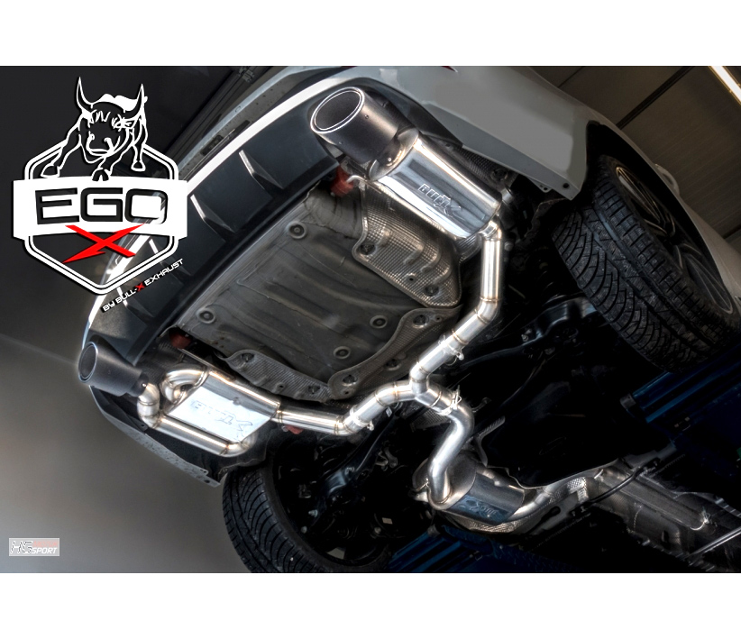 BULL-X Sportauspuff / EGO-X Anlage 76mm ab Kat. für: SEAT Leon ST Cupra 300 4Drive - 5F / 2.0TSI - 221 kW / erhältliche Endrohre: Oc,COc