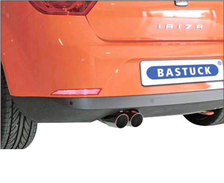 BASTUCK Sportauspuff / ESD für: SEAT Ibiza - 6J / 1.2 - 1.9TDI / 44-110 kW | Endrohre: 2x 70 rund schräg