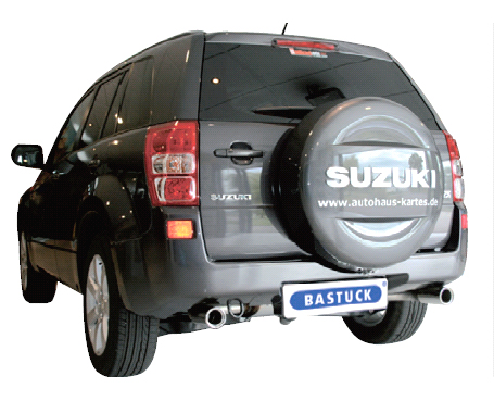 BASTUCK Sportauspuff / Duplex-ESD für: SUZUKI Grand Vitara - JT, mit 5 Türen / 1.6, 2.0, 2.4, V6, 1.9TDI / 78-171 kW | Endrohre: 1x 90 rund  Li+Re