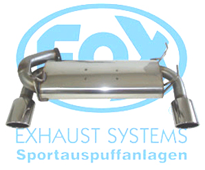FOX Sportauspuff / Duplex-Anlage 70mm ab Kat. für: NISSAN 350Z / 206,221,230 kW |  Endrohr-Typ: 2x 115x85 oval gebördelt angeschrägt