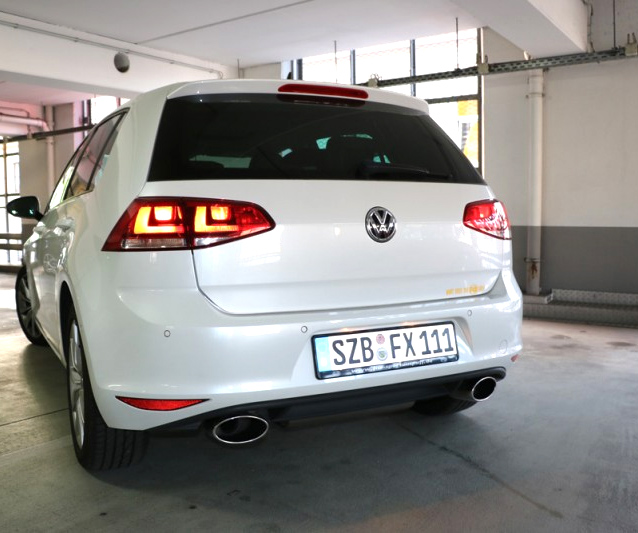 FOX Sportauspuff / Duplex-ESD für: VW Golf 7 / 1.4TSI, 2.0TDI - 90,92,103,105,110 kW |  Endrohr-Typ:: 2x 160x90 oval |  Hinweise: XL,38