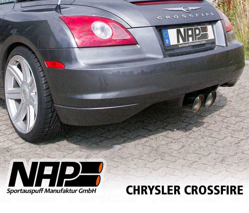 NAP Sportauspuff Edelstahl / ESD für: CHRYSLER Crossfire 3.2 - 160 kW | mit Endrohr: Ø 115mm rund, scharf - Schwarz