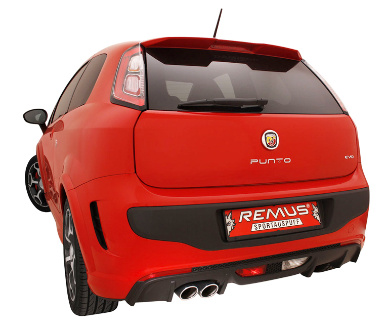 REMUS Sportauspuff / ESD für: FIAT Grande Punto Evo Abarth - 199 / 1.4T - 120 kW | mit Endrohren 2x 84 rund,schräg,poliert