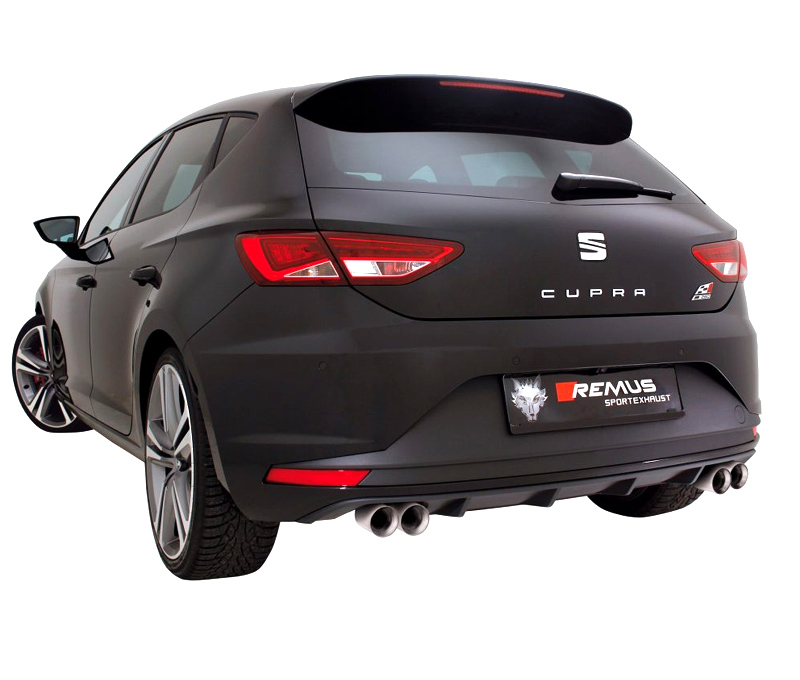 REMUS Sportauspuff / Duplex-ESD für: SEAT Leon Cupra - 5F / 2.0TSI - 195,206,213 kW | Endrohre 4x 76 rund, versetzt, verchromt