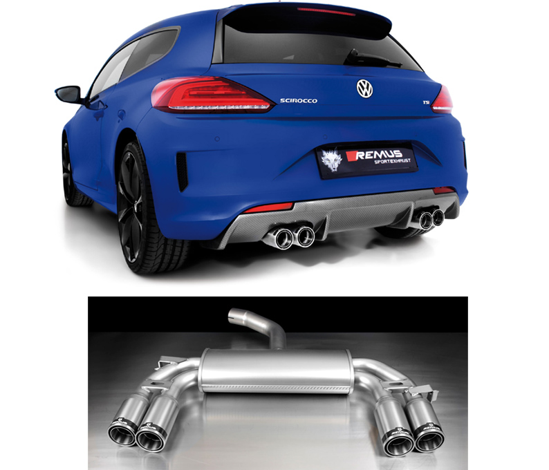 REMUS Sportauspuff / Duplex-ESD für: VW Scirocco - 13, 2015- / 1.4TSI, 2.0TSI - 92,132 kW | Endrohre 2x 84 rund, Street Race / Für R-Line oder Sportpaket