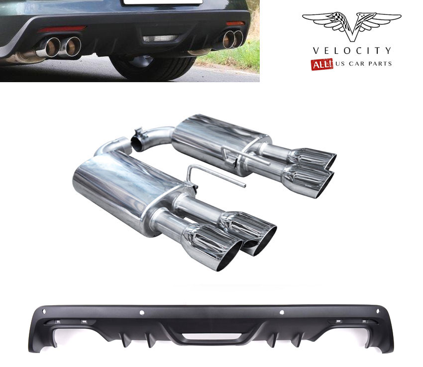 VELOCITY Sportauspuff / ESD für: FORD Mustang GT - LAE / 5.0 - 310 kW / Endrohre: 4x 94 rund, schräg  |  Geliefert mit ROUSH Heckansatz / passend für Mod. mit orig. Premium Heckschürze (zweiteilig), mit CH-Gutachten