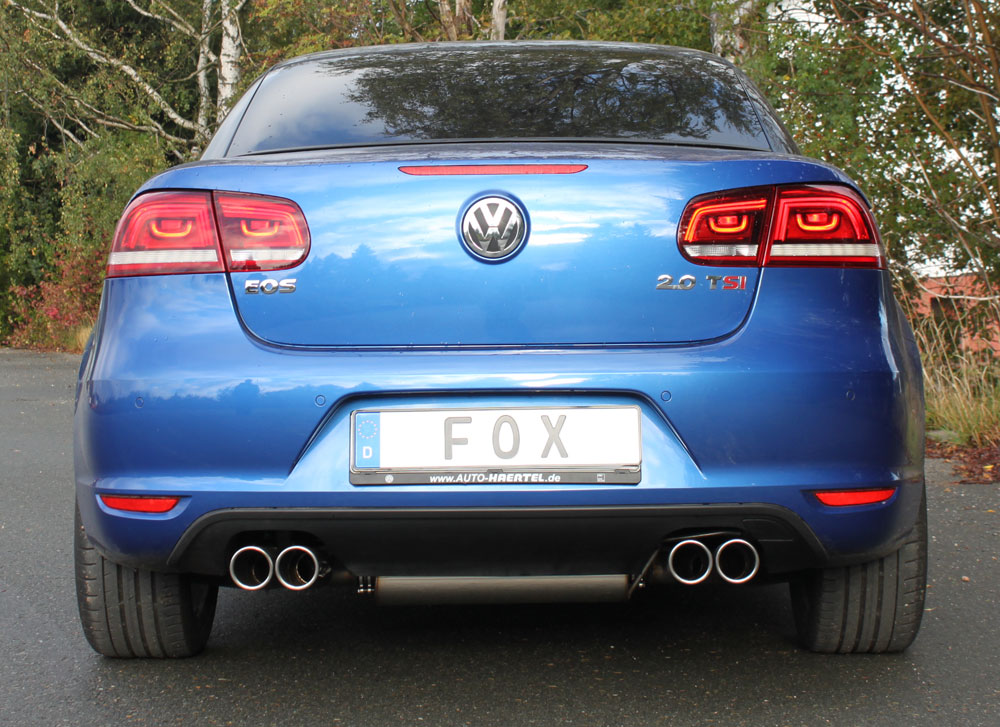 FOX Sportauspuff / Duplex-ESD für: VW Eos - 1F-Facelift / 1.8TSI, 2.0TFSI - 90, 118, 147, 155 kW | Endrohr-Typ: 2x 76 rund | Hinweise: XL, 16