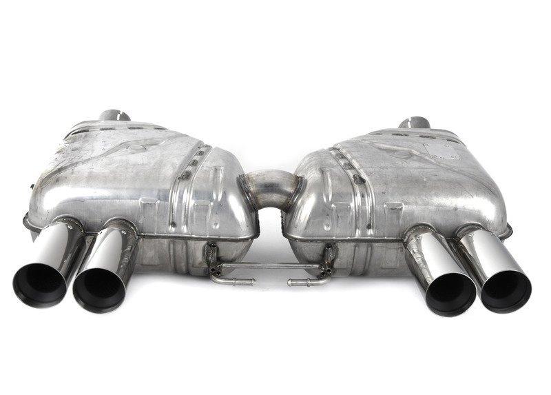 BMW M-Performance Sportauspuff für: BMW M3 E90 Limousine  |  Duplex-ESD aus 'Inconel' mit 4x 74mm Titan-Endrohren poliert und M-Logo /  Info: nur 15,7 kg, 9 kg leichter als Serien-Auspuff
