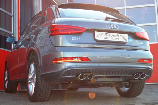 FRIEDRICH Sportauspuff / Duplex-Anlage 70mm Edelstahl für: AUDI Q3 Quattro - 8U / 2.0TFSI,2.0TDI - 125,155,103,130 kW |  Endrohr-Typen: alle / auch für S-Line Heck lieferbar, bitte bei Bestellung mit angeben