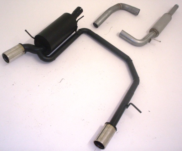 FRIEDRICH Sport-Auspuff / Duplex-Anlage 63,5mm Stahl für: VW Polo - 9N3 / GTI 1.8 Turbo - 110 kW / | Endrohr-Typen: alle / Hinweis: nur mit Bluemotion-Heckschürze passend