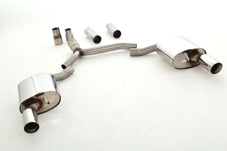 FRIEDRICH Sportauspuff / Duplex-ESD 76mm Edelstahl für: AUDI A4, A4 Quattro - B8, Lim.,Avant / 1.8TFSI, 2.0TFSI - 88,118,125,132,155,165 kW | Endrohr-Typen: alle / auch für S-Line, V6, S4-Heckschürze erhältlich, bitte bei Best. angeben