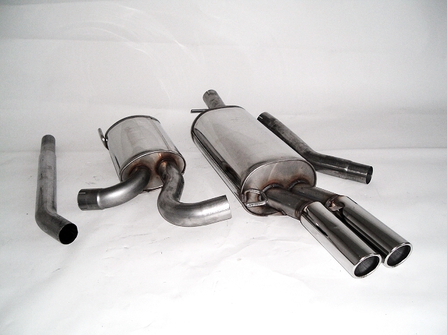 FRIEDRICH Sportauspuff / Anlage 63,5mm Edelstahl für: AUDI A6, incl. Avant (4B,1998-01)  1.8,1.8T,1.9TDI,2.5TDI  /  92-132 kW |  Endrohr-Typen: alle | Hinweis: für Modelle ohne Heckschürzenausschnitt