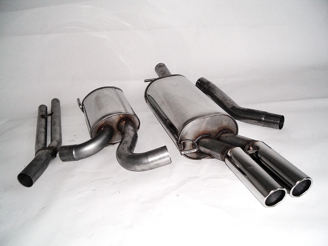 FRIEDRICH Sportauspuff / Anlage 63,5mm Edelstahl für: AUDI A6, incl. Avant (4B,1998-01)  2.4,2.7T,2.8  /  121-169 kW |  Endrohr-Typen: alle | Hinweis: für Modelle ohne Heckschürzenausschnitt