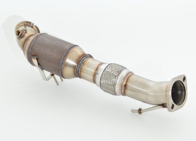 FRIEDRICH Downpipe 76mm mit Sport-Kat. für: FORD Focus ST - DYB / 2.0T - 184 kW - Euro 5+6 /  Edelstahl - mit HJS Sport-Kat. 200cpsi / mit CH-Gutachten