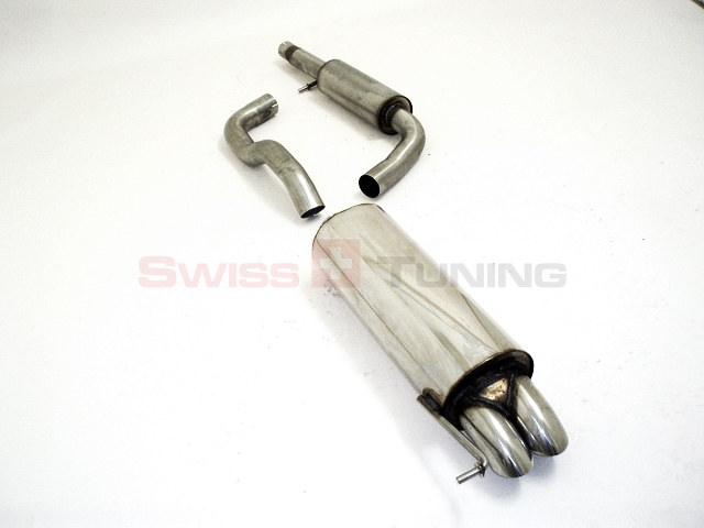 FRIEDRICH Sport-Auspuff / Anlage 63,5mm mittig Edelstahl für: VW Golf 4 + New Beetle / 1.4 16V,1.6,1.8 20V,1.8T 20V,2.0,2.3 V5,1.9SDi, 1.9TDI  / 50-132KW |  Endrohr-Typen: alle