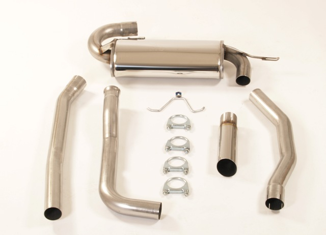 FRIEDRICH Sportauspuff / Anlage 63,5mm Edelstahl für: VOLVO S70 + V70 + C70 / .0l Turbo 132kW / 2.3l Turbo 176/184kW / 2.5l TDI 103kW / 2.5l Turbo 142kW / nicht für Fahrzeuge mit Innenraumheizung neben dem Schalldämpfer