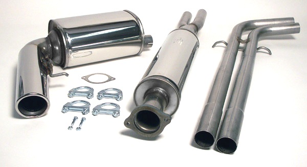 SIMONS Sportauspuff Edelstahl / Anlage 63,5mm/2x 51mm ab Kat. für: VOLVO V70XC, XC70  / 2001-07 / 2.4T, 2.5T, D5 / 120-220 kW  | Endrohr: 100 rund