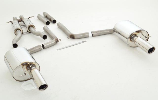 FRIEDRICH Sport-Auspuff / Duplex-Anlage 2x 63,5mm Edelstahl für: AUDI A6 Quattro - 4F, Limo, Avant / 2.4 V6, 2.8, 3.0TFSI, 3.2FSI, 4.2, 4.2FSI / 130-257kW | Endrohr-Typen: alle / auch für S-Line und S6 Heck erhältlich, bitte bei Bestellung angeben
