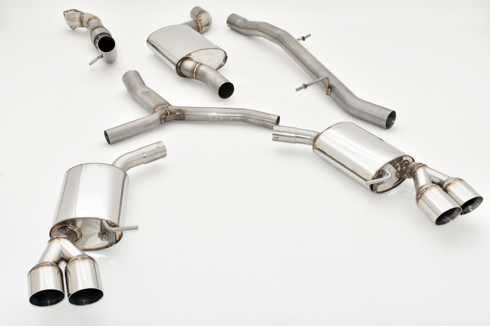 FRIEDRICH Sportauspuff / Duplex-Anlage 76mm Edelstahl ab Kat. für: AUDI A4 Quattro - B9, Lim.,Avant / 8.15-6.18 / 2.0TFSI - 185kW | Endrohr-Typen: alle |  auch für S-Line passend