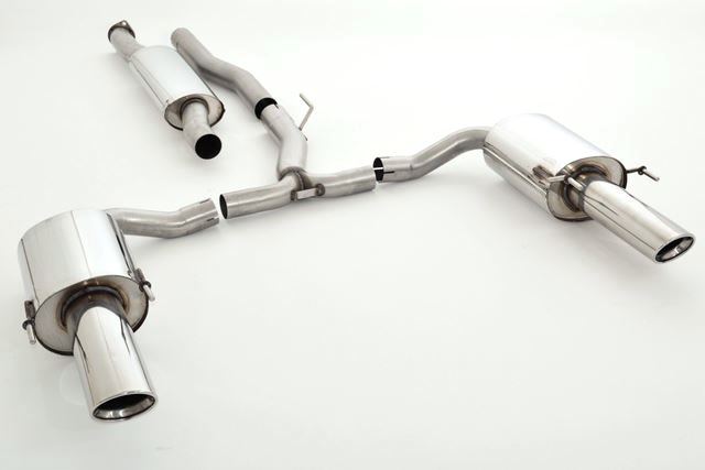 FRIEDRICH Sportauspuff / Duplex-Anlage 76mm Edelstahl ab Kat. für: OPEL Insignia 4x4 SportsTourer /  2.0T, V6 2.8 - 162,184,191 kW  |  Endrohr-Typen: alle | Standard-Heck ohne Ausschnitt muss ausgeschnitten oder auf Sport umgerüstet werden