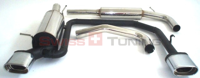 FRIEDRICH Sport-Auspuff / Duplex-Anlage 63,5mm Edelstahl für: VW Polo - 9N3 / GTI 1.8 Turbo - 110 kW | Endrohr-Typen: alle / Hinweis: nur mit Bluemotion-Heckschürze passend