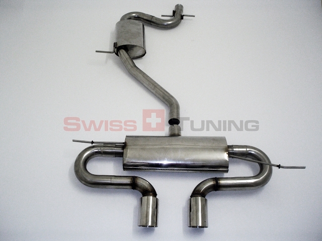 FRIEDRICH Sport-Auspuff / Duplex-Anlage 63,5mm Edelstahl für: VW Golf 5 / 1.4, 1.4FSI, 1.4TSI, 1.6i, 1.6FSI, 1.9TDi, 2.0SDi, 2.0TDi, 2.0FSI  / 55-125 kW | Endrohr-Typen: 1x 90 od. 100 rund Li + Re / passend für original R32-Heckschürze