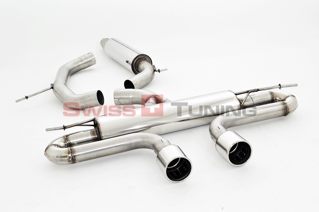 FRIEDRICH Sportauspuff / Duplex-Anlage 76mm Edelstahl ab Kat. für: VW Golf 5 GT + GTI / 1.4TSI, 2.0TFSI - 125,147,169 kW |  Endrohr-Typen: alle  | Hinweis: passt zur orig. R32 Heckschürze