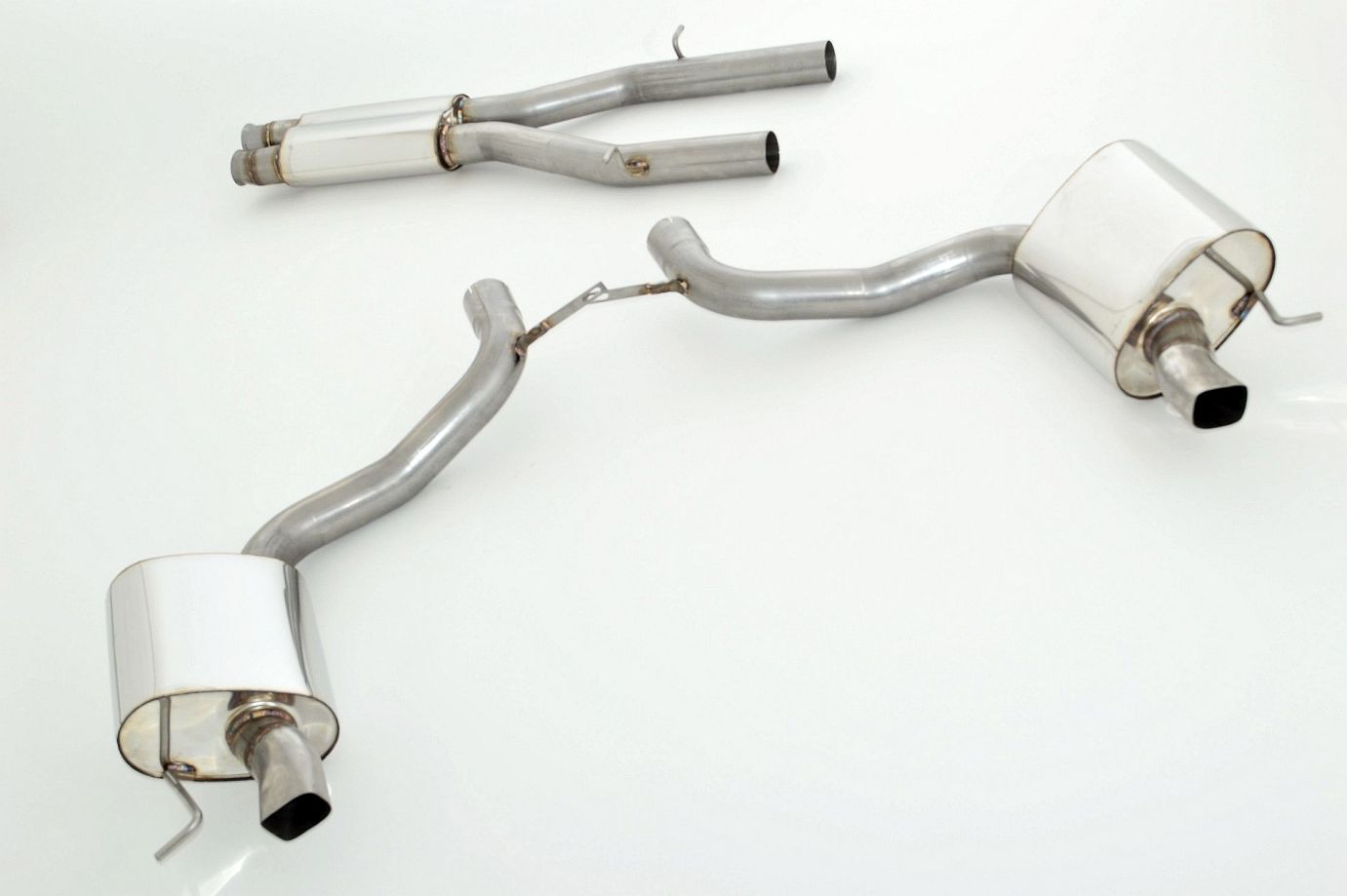 FRIEDRICH Sportauspuff / Duplex-Anlage 76mm Edelstahl ab Kat. für: MERCEDES CLS500 - C218,X218, incl. 4matic / 4.7T - 335 kW | Endrohr: nicht wählbar