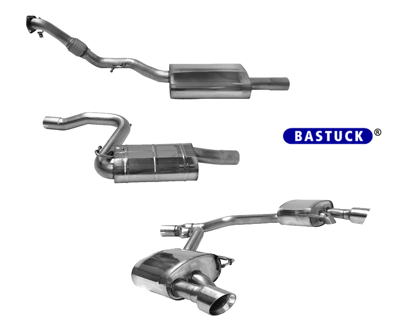 BASTUCK Sportauspuff / Duplex-Anlage 70mm ab Kat. für: AUDI A4 - B9 /  1.4TFSI, 2.0TFSI, 2.0TFSI g-tron - 110,140,185,125 kW  | Endrohre: 2x 100 rund 'Race'