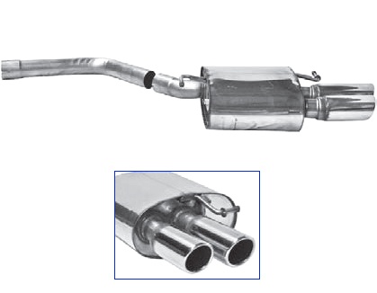 BASTUCK Sportauspuff / Anlage 63,5mm ab Kat. für: AUDI A4 + A5 - B8 / 1.8TFSI - 88,118,125 kW  | Endrohre: 2x 76 rund,schräg,eingerollt