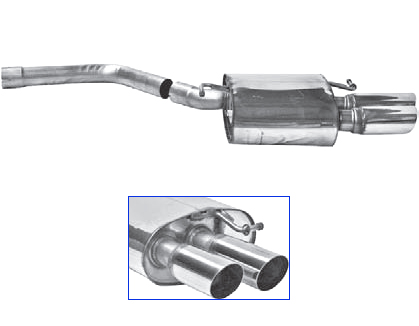 BASTUCK Sportauspuff / Anlage 63,5mm ab Kat. für: AUDI A4 + A5 - B8 / 1.8TFSI - 88,118,125 kW  | Endrohre: 2x 76 rund,schräg