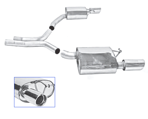 BASTUCK Sportauspuff / Duplex-ESD für: AUDI A4 + A5 - B8 / 3.2FSI - 195 kW | Endrohre: 1x 90 rund,eingerollt Li + Re