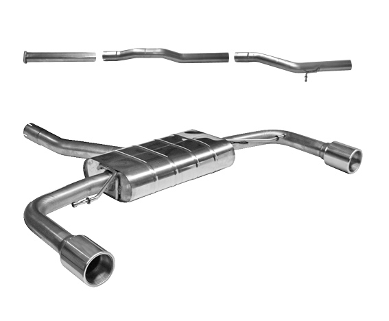 BASTUCK Sportauspuff / Duplex-Anlage 70mm ab Kat. für: VOLVO V60 T6 AWD - Z /  2.0T - 184,228,240 kW  |  Endrohre: 2x 100 rund, eingerollt