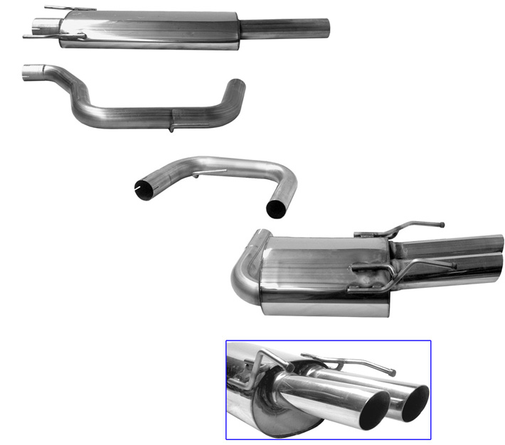 BASTUCK Sportauspuff / Anlage 70mm ab Kat. für: ALFA ROMEO 159  1.8-16V, 1.9JTS, 1.9JTD, 2.2JTS, 2.4JTD / 85-154 kW | Endrohre: 2x 76 rund, schräg