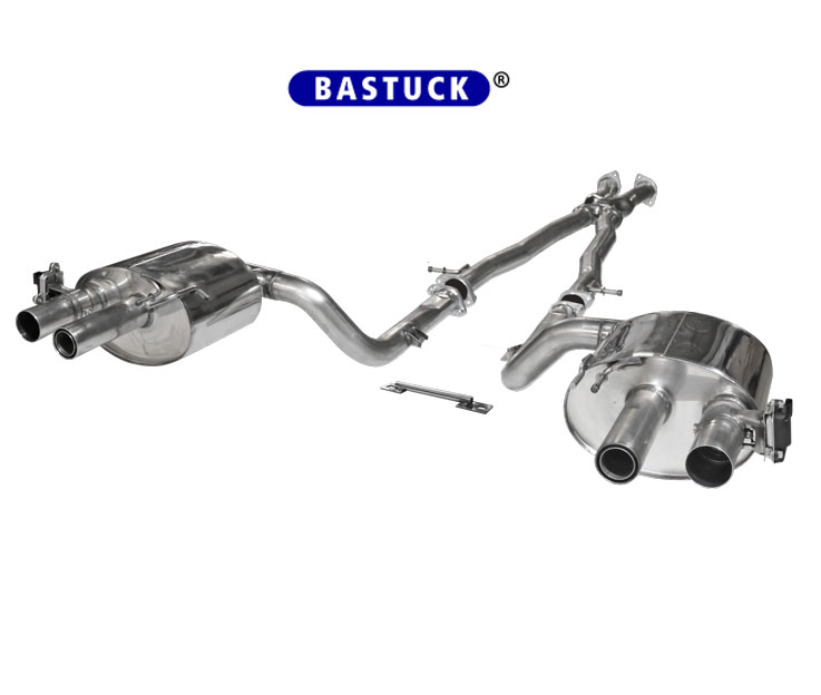 BASTUCK Klappen-Auspuff / Duplex-Anlage ab Kat. für: KIA Stinger 3.3T-GDI V6 / 3.3 - 272 kW  |  Endrohre: 4x 63 rund, unsichtbar / mit GPS-gesteuerten Klappen (sind über 70 km/h offen).