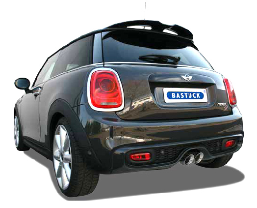 BASTUCK Sportauspuff / ESD für: MINI Cooper S + SD - F56 / 2.0T - 141,125 kW  | Endrohre: 2x 90 Race, rund, schräg