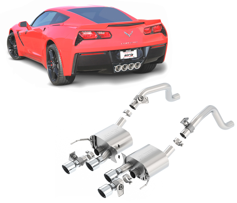 BORLA Sportauspuff / US Rear Section (ESD) 'S-Type' für: CHEVROLET Corvette C7 6.2 / 2014- | mit Endrohren Typ 19 - rund 108 mm / für Modelle mit Auspuff-Klappen (Option NPP) - ohne CH-Gutachten