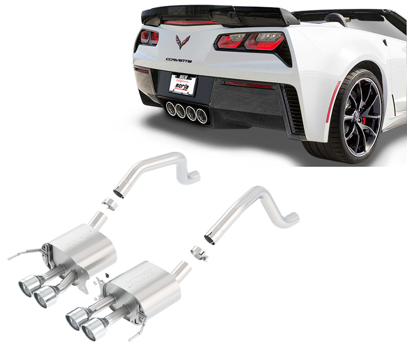 BORLA Sportauspuff / US Rear Section (ESD) 'S-Type' für: CHEVROLET Corvette C7 Z06 (2015-17) + Gransport (2017-18)  | mit Endrohren Typ 47 - rund 108 mm / für Modelle ohne NPP Auspuff-Klappen / ohne CH-Gutachten