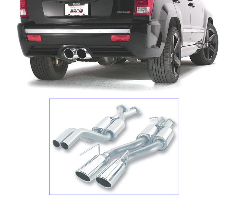 BORLA Edelstahl Sport-Auspuff / US Cat-Back System 'S-Type' für: JEEP Grand Cherokee SRT-8 / 6.1 / 2006-10 | mit Endrohren Typ 36 - rund 127 mm / ohne CH-Gutachten