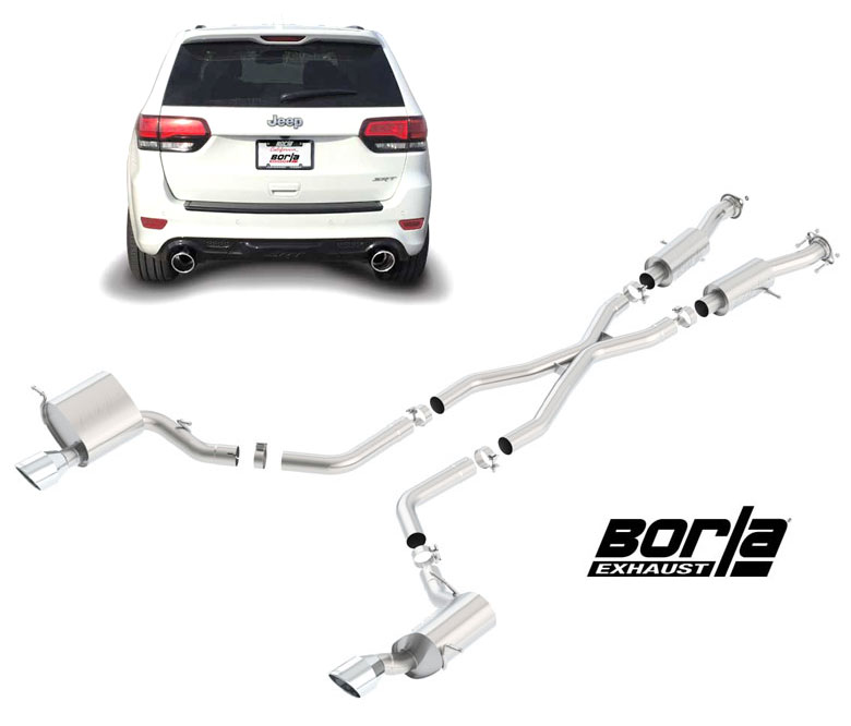 BORLA Edelstahl Sport-Auspuff / US Cat-Back System 'S-Type' für: JEEP Grand Cherokee SRT-8 / 2015- | mit Endrohren Typ 03 - rund 127 mm, schräg / ohne CH-Gutachten