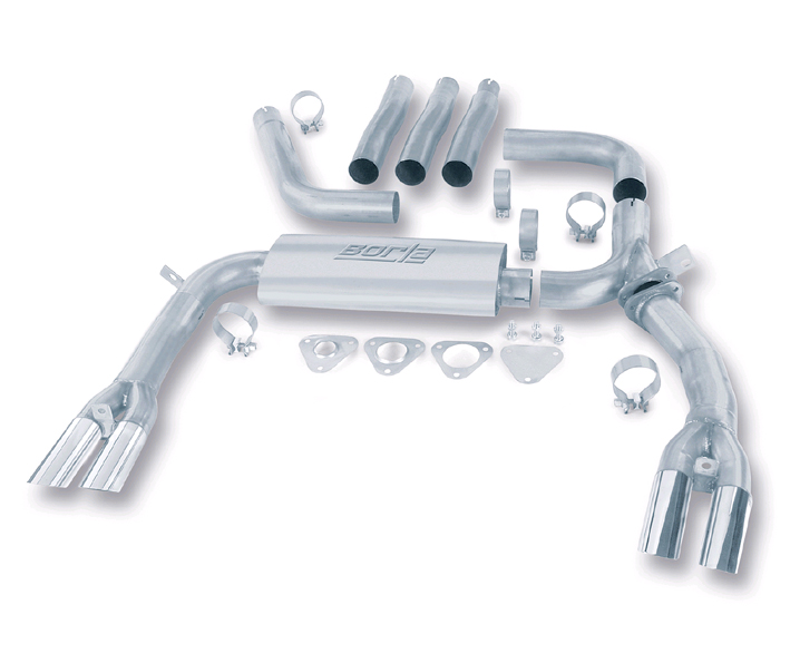 BORLA Edelstahl Sport-Auspuff / US Cat-Back System für: CHEVROLET Camaro V8 5.0,5.7 / 1984-92 | einstellbares System, mit Endrohren Typ 22 - rund 64 mm / ohne CH-Gutachten
