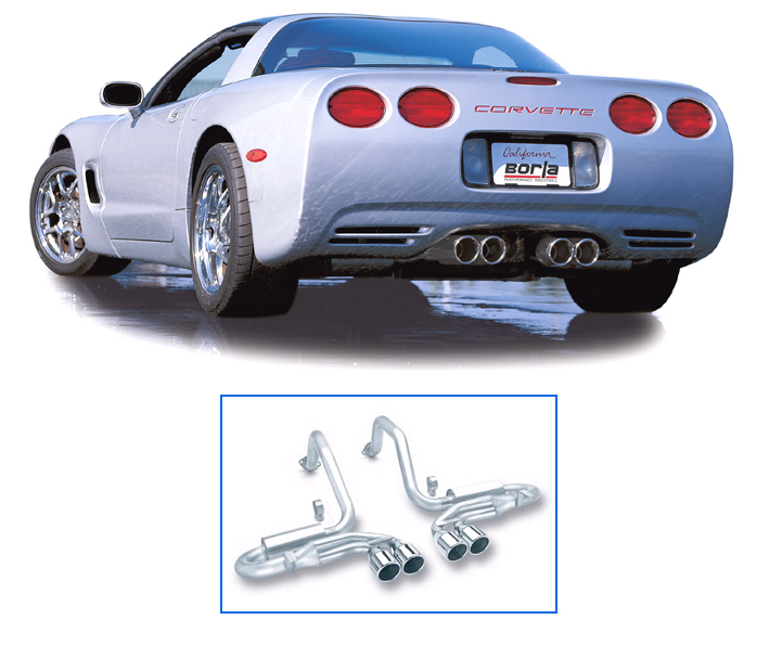 BORLA Edelstahl Sport-Auspuff / US Cat-Back System 'S-Type' für: CHEVROLET Corvette C5 5.7 / 1997-04 | lautes System, mit Endrohren Typ 18 - rund 101 mm / ohne CH-Gutachten